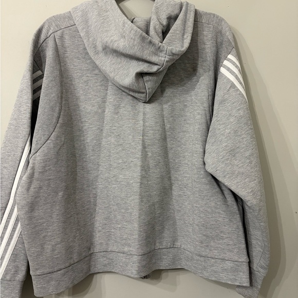 Adidas Heather Gray Hoodie with White Stripes - Picture 2 of 2